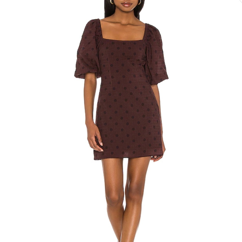 Peony Raisin Puff Sleeve Mini Dress